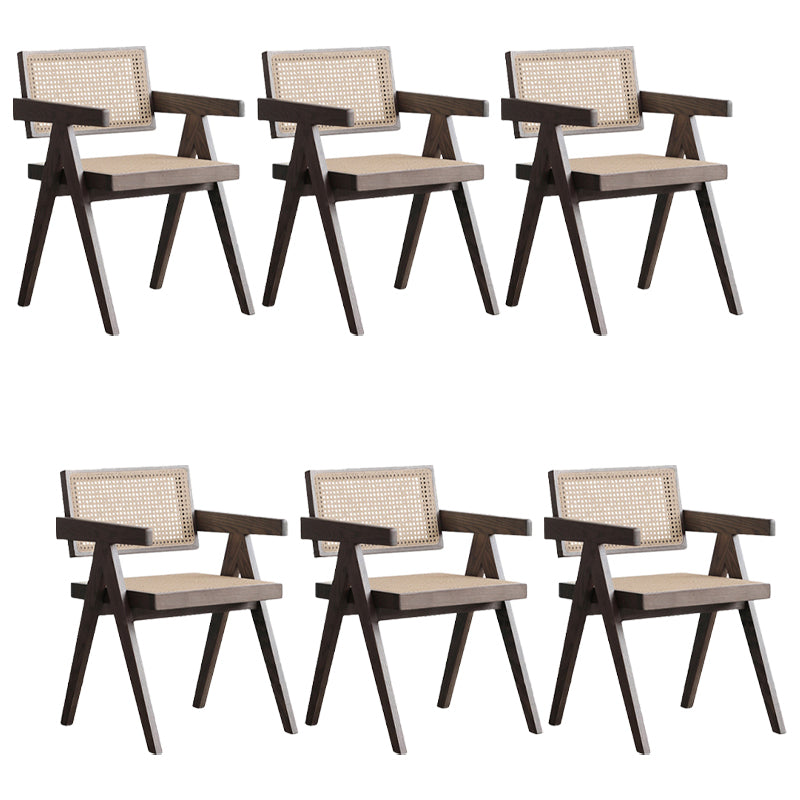 Solid Wood Arm Chair Open Back Dining Arm Chair for Living Room