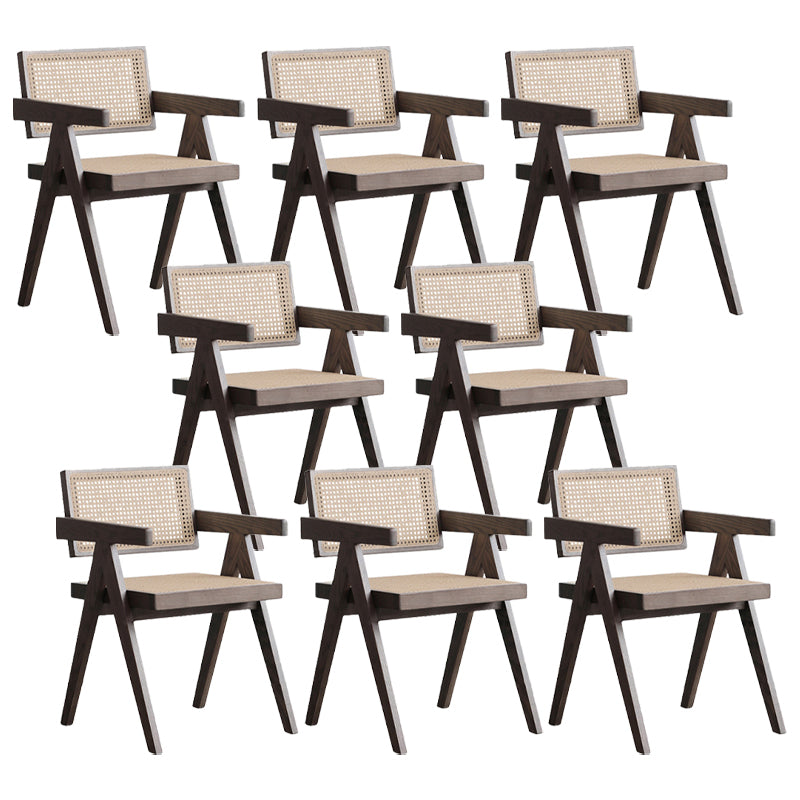 Solid Wood Arm Chair Open Back Dining Arm Chair for Living Room