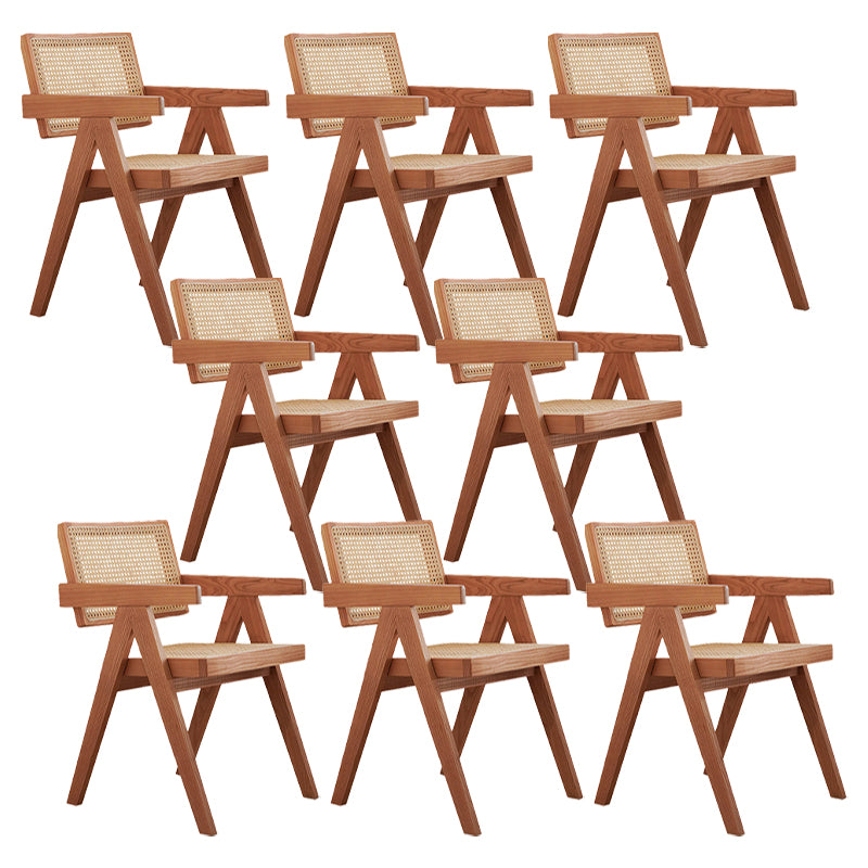 Solid Wood Arm Chair Open Back Dining Arm Chair for Living Room