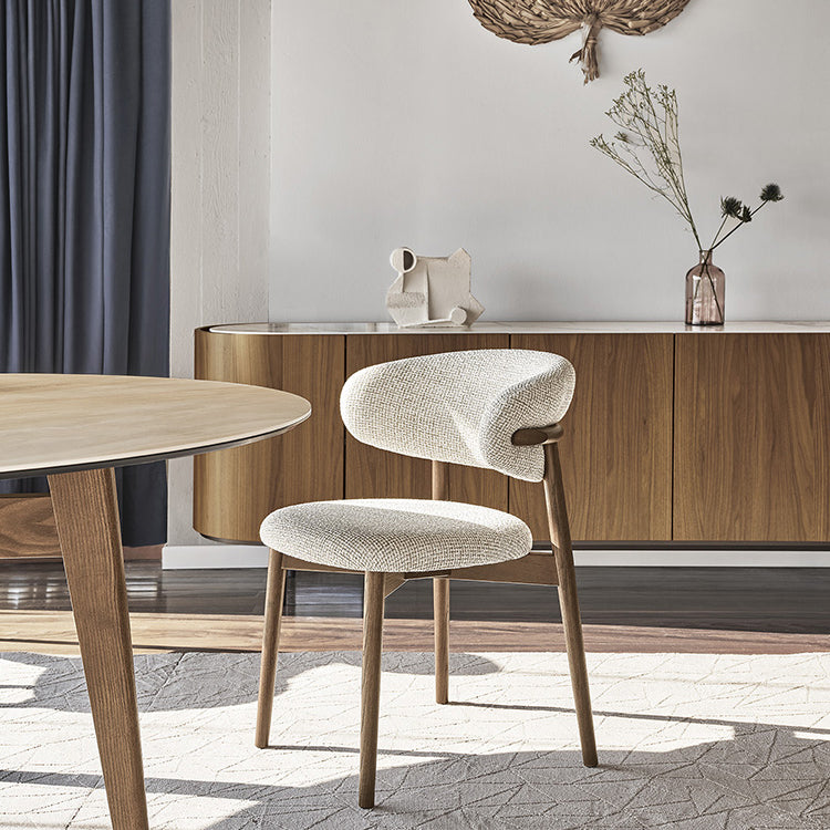 Modern Simple Side Chair Solid Wood Base Side Dining Chair for Living Room