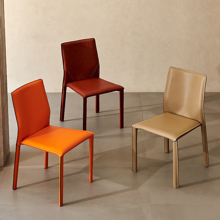 Upholstered Dining Chairs Faux Leather Chairs with Metal Base