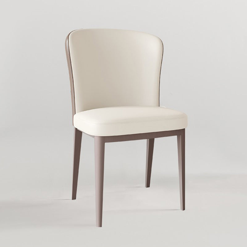 Modern Simple Side Chair Faux Leather Dining Chair with Metal Base for Home Use
