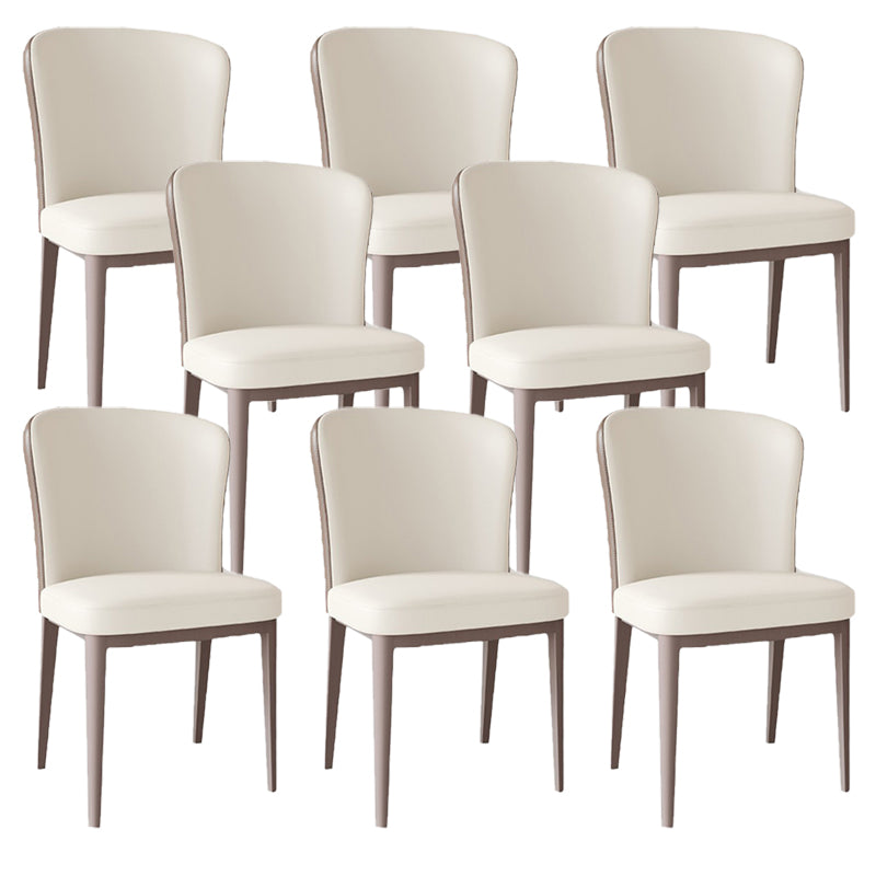 Modern Simple Side Chair Faux Leather Dining Chair with Metal Base for Home Use