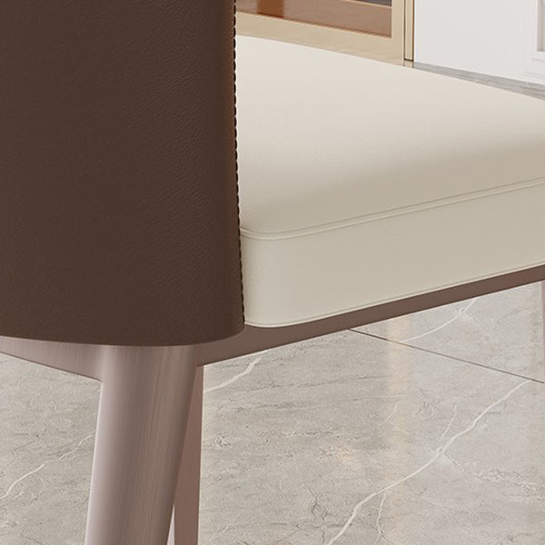 Modern Simple Side Chair Faux Leather Dining Chair with Metal Base for Home Use