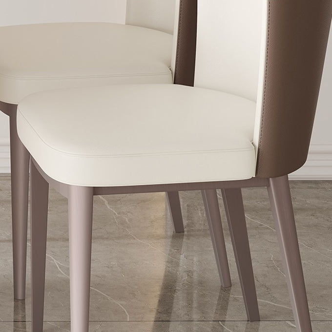 Modern Simple Side Chair Faux Leather Dining Chair with Metal Base for Home Use