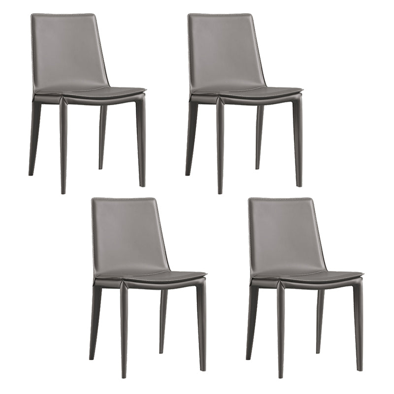 Faux Leather Side Chair Metal Base Armless Dining Chair for Bedroom