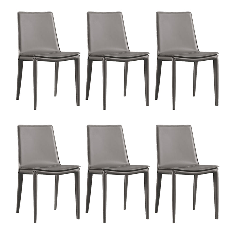Faux Leather Side Chair Metal Base Armless Dining Chair for Bedroom