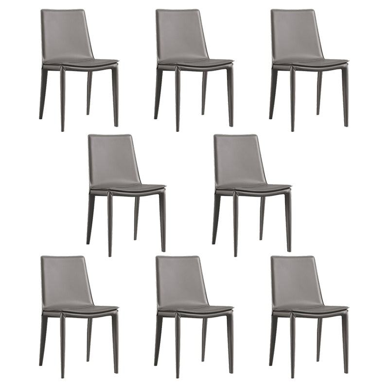 Faux Leather Side Chair Metal Base Armless Dining Chair for Bedroom