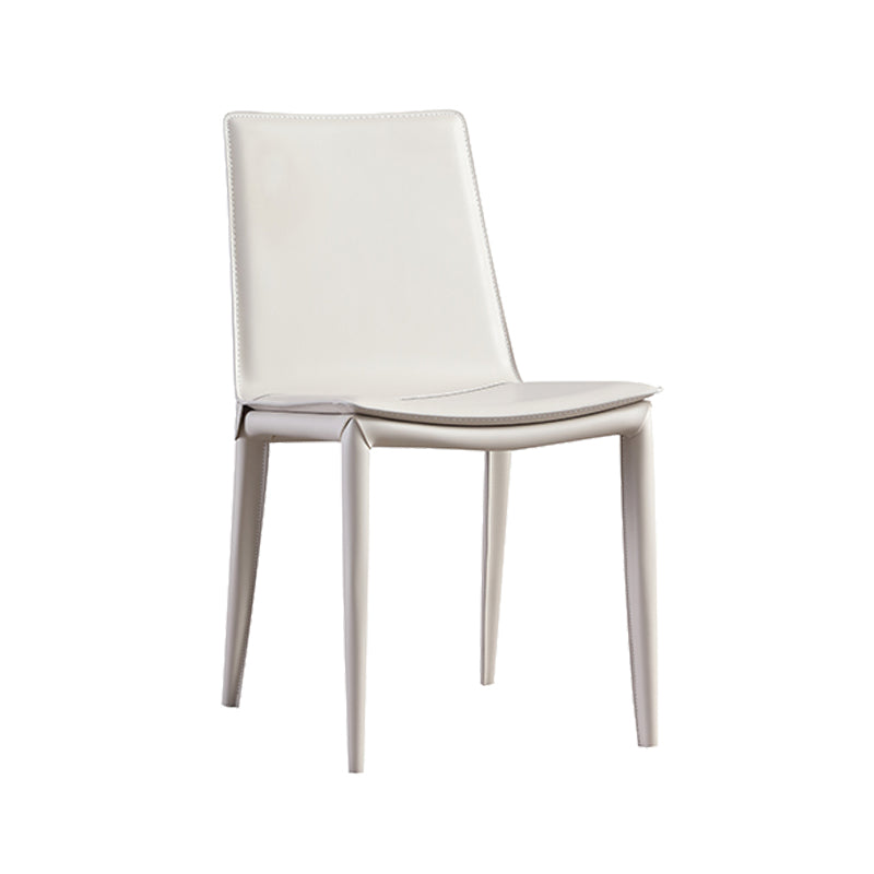 Faux Leather Side Chair Metal Base Armless Dining Chair for Bedroom