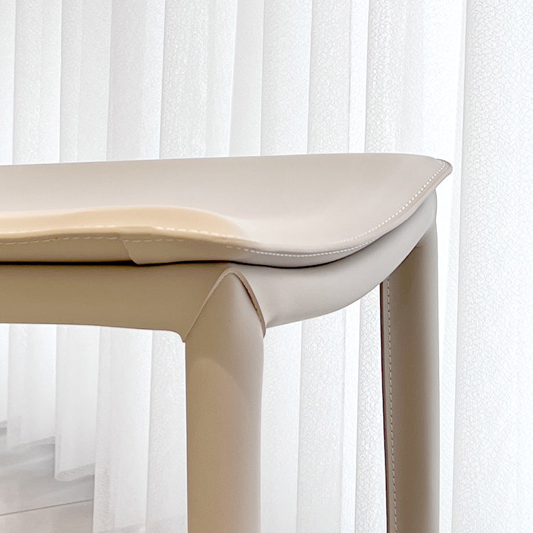 Faux Leather Side Chair Metal Base Armless Dining Chair for Bedroom
