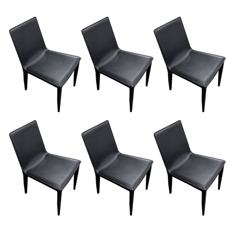 Faux Leather Side Chair Metal Base Armless Dining Chair for Bedroom