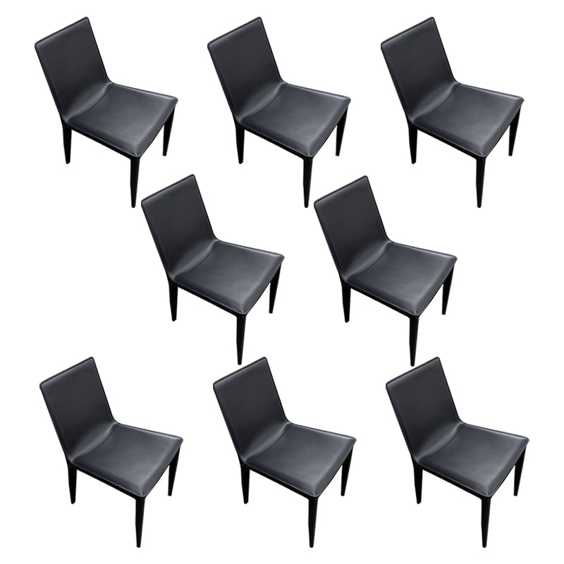 Faux Leather Side Chair Metal Base Armless Dining Chair for Bedroom