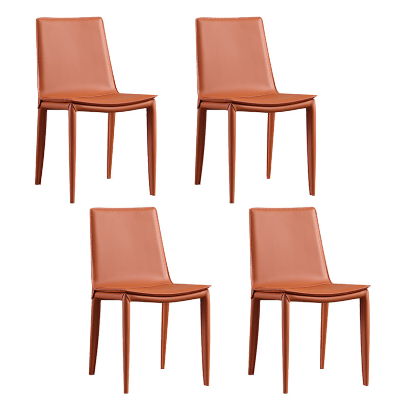 Faux Leather Side Chair Metal Base Armless Dining Chair for Bedroom