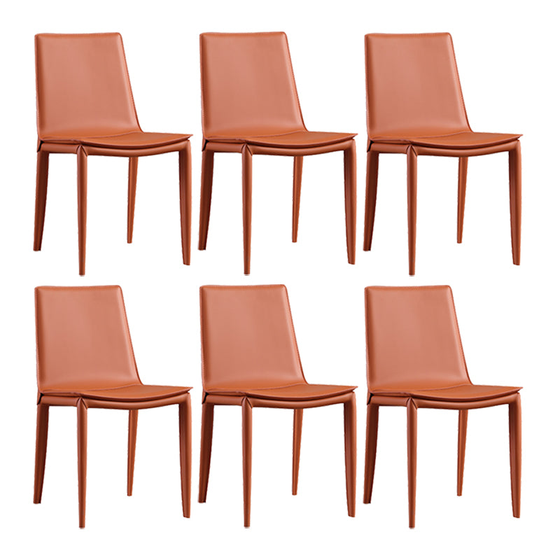 Faux Leather Side Chair Metal Base Armless Dining Chair for Bedroom