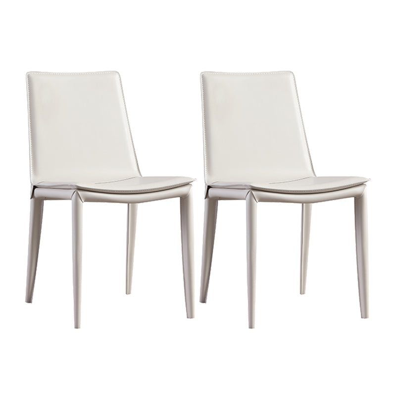 Faux Leather Side Chair Metal Base Armless Dining Chair for Bedroom