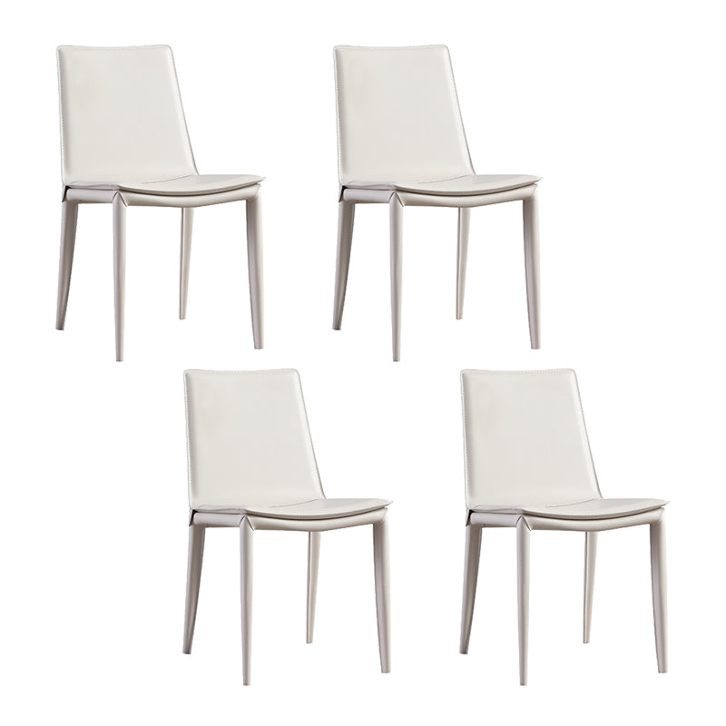 Faux Leather Side Chair Metal Base Armless Dining Chair for Bedroom