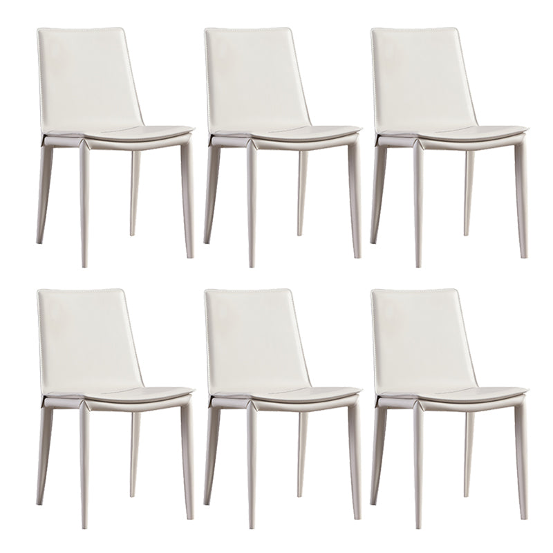 Faux Leather Side Chair Metal Base Armless Dining Chair for Bedroom