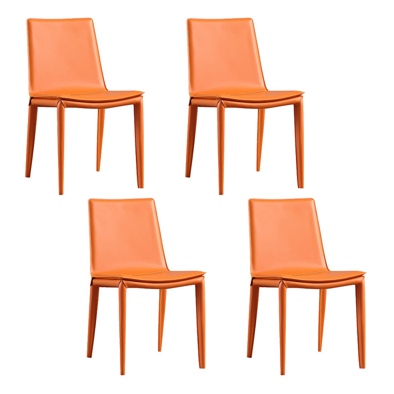 Faux Leather Side Chair Metal Base Armless Dining Chair for Bedroom