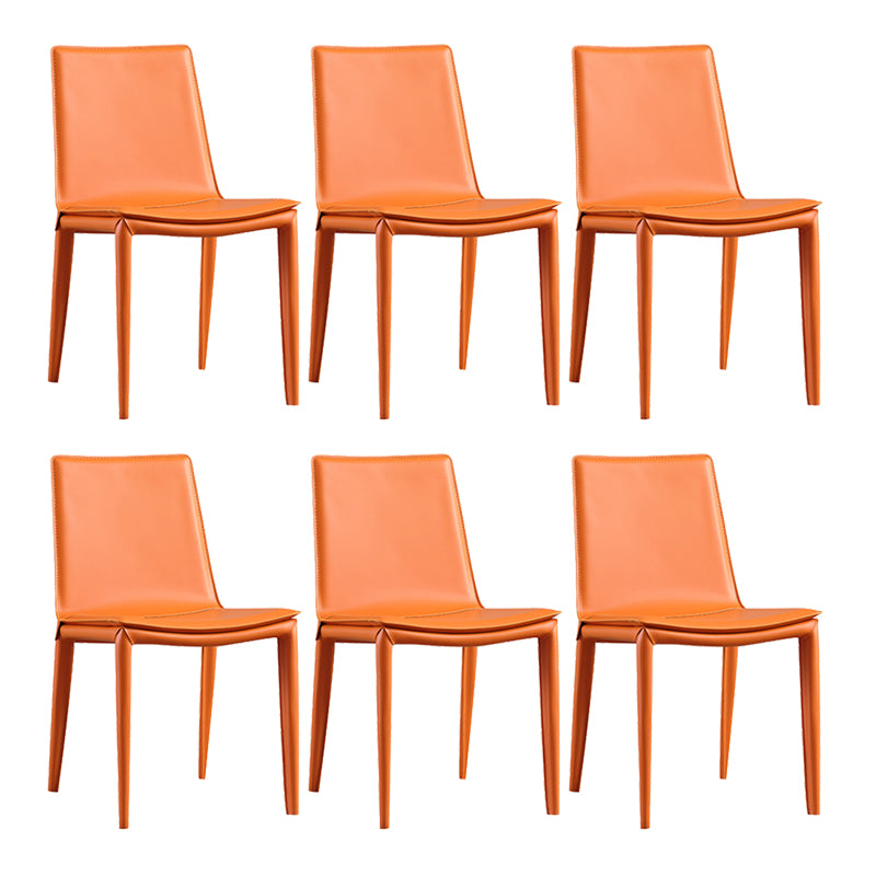Faux Leather Side Chair Metal Base Armless Dining Chair for Bedroom