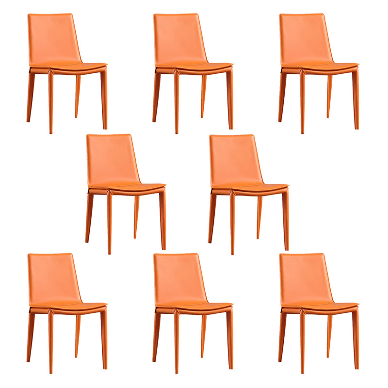Faux Leather Side Chair Metal Base Armless Dining Chair for Bedroom