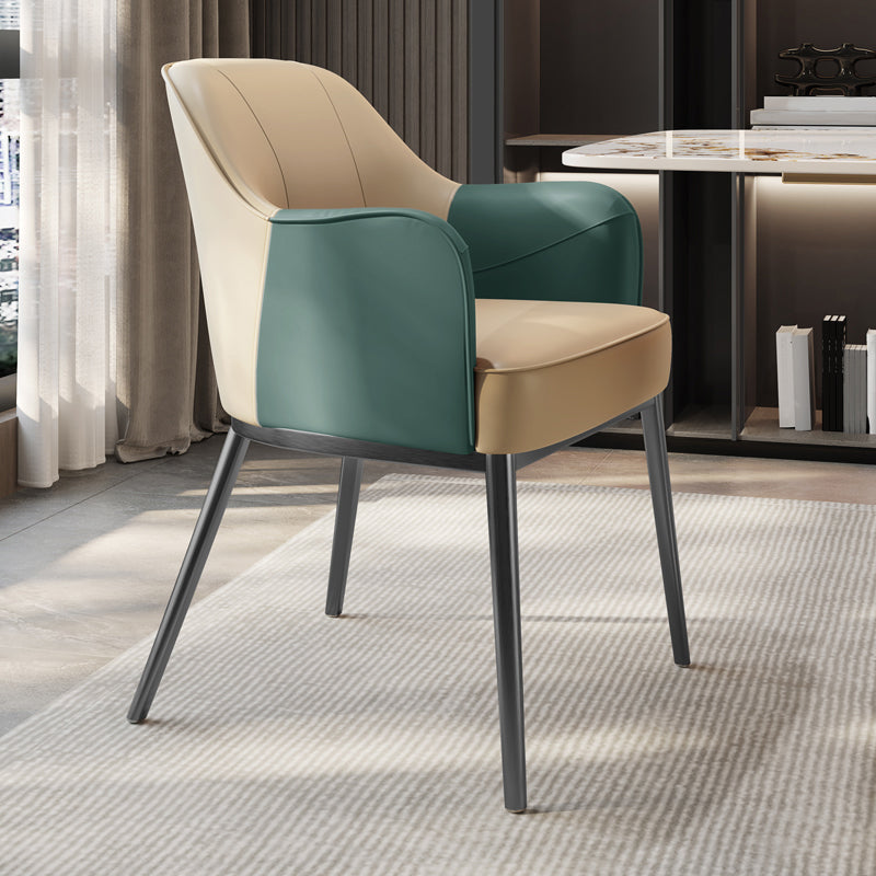 Industrial Style Arm Chair Faux Leather Dining Arm Chair for Bedroom