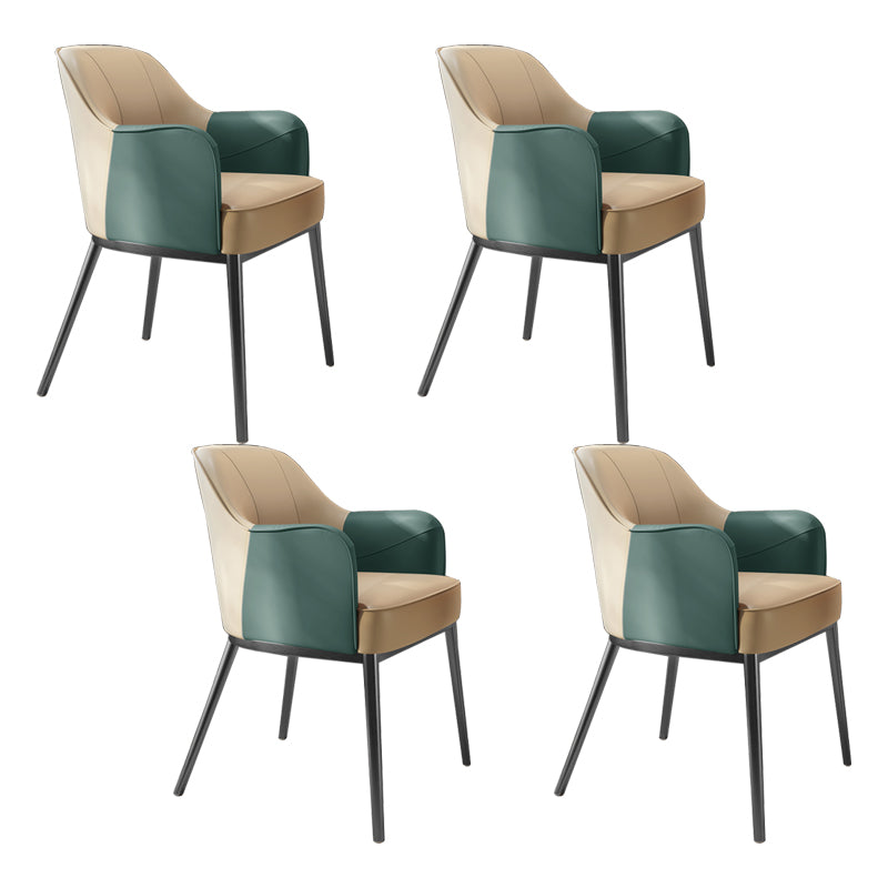 Industrial Style Arm Chair Faux Leather Dining Arm Chair for Bedroom
