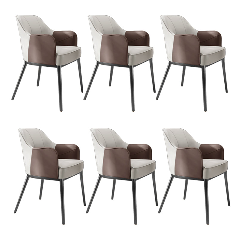 Industrial Style Arm Chair Faux Leather Dining Arm Chair for Bedroom