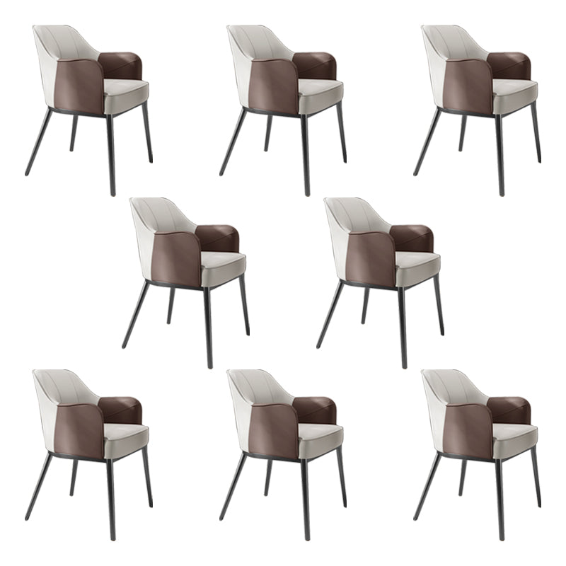 Industrial Style Arm Chair Faux Leather Dining Arm Chair for Bedroom