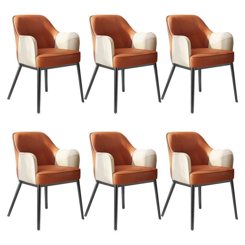 Industrial Style Arm Chair Faux Leather Dining Arm Chair for Bedroom