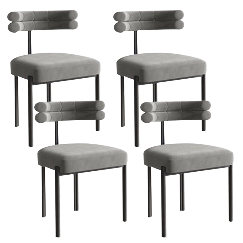 Modern Simple Metal Side Chair Upholstered Dining Chairs for Home Use