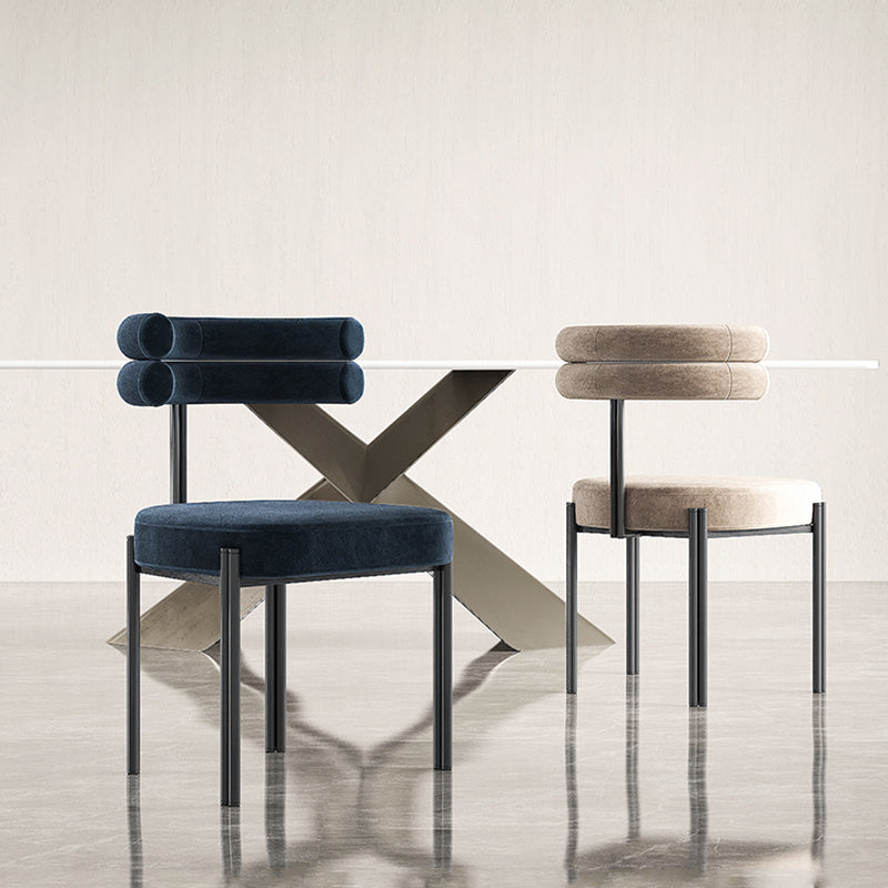 Modern Simple Metal Side Chair Upholstered Dining Chairs for Home Use