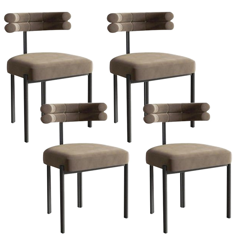 Modern Simple Metal Side Chair Upholstered Dining Chairs for Home Use
