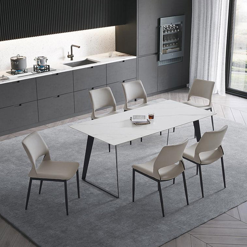 Kitchen Open Back Dining Chair Industrial Upholstered Armless Chair