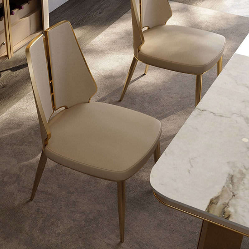 Kitchen Glam Dining Armless Chair Wingback Metal Legs Side Chair
