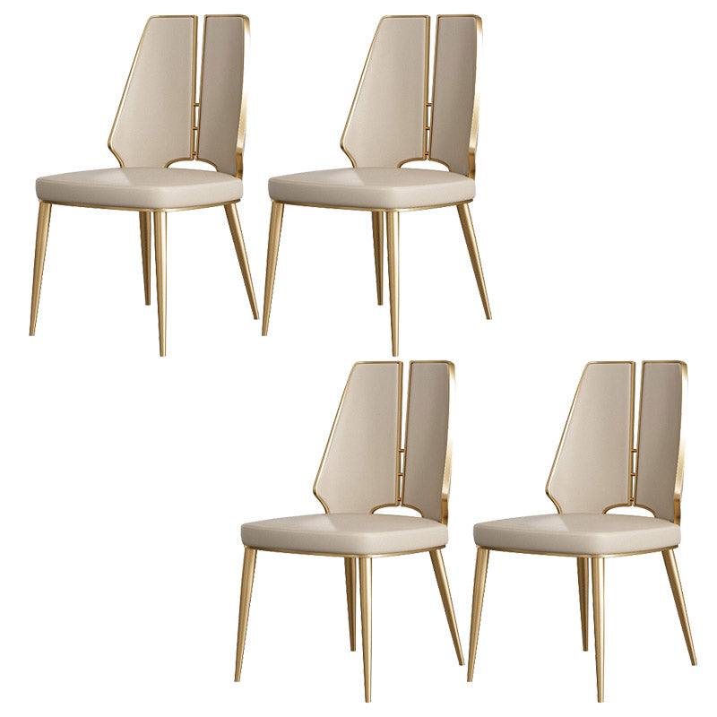Kitchen Glam Dining Armless Chair Wingback Metal Legs Side Chair