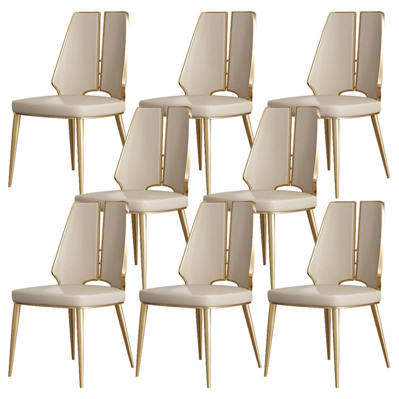 Kitchen Glam Dining Armless Chair Wingback Metal Legs Side Chair