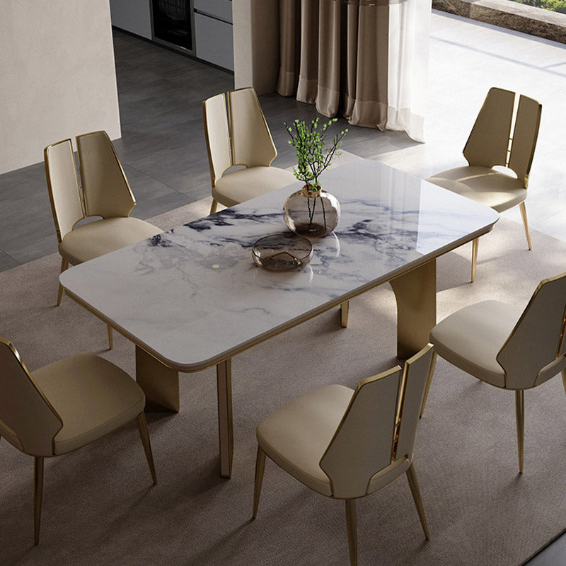 Kitchen Glam Dining Armless Chair Wingback Metal Legs Side Chair