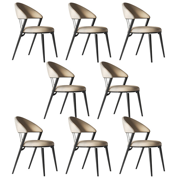 Glam Kitchen Side Chair Metal Legs Open Back Dining Armless Chair
