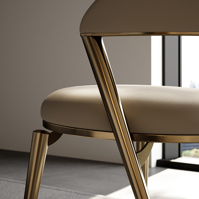 Glam Kitchen Side Chair Metal Legs Open Back Dining Armless Chair