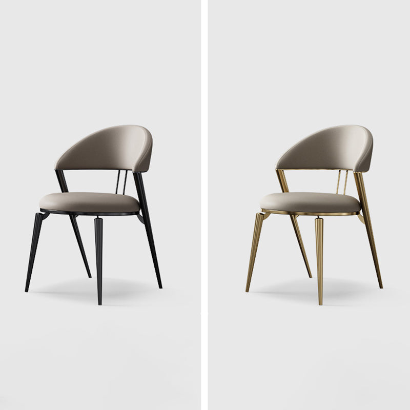Glam Kitchen Side Chair Metal Legs Open Back Dining Armless Chair