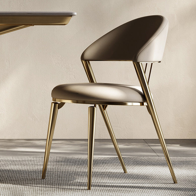 Glam Kitchen Side Chair Metal Legs Open Back Dining Armless Chair