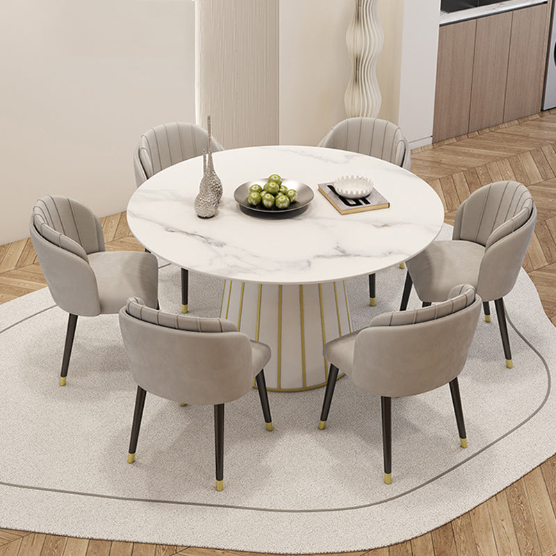 Glam Round Stone Dining Table 1/7 Pieces Dining Set for Dining Room