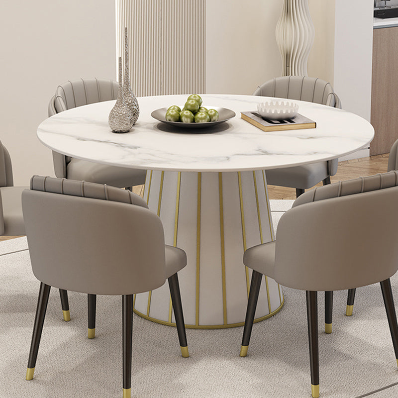 Glam Round Stone Dining Table 1/7 Pieces Dining Set for Dining Room