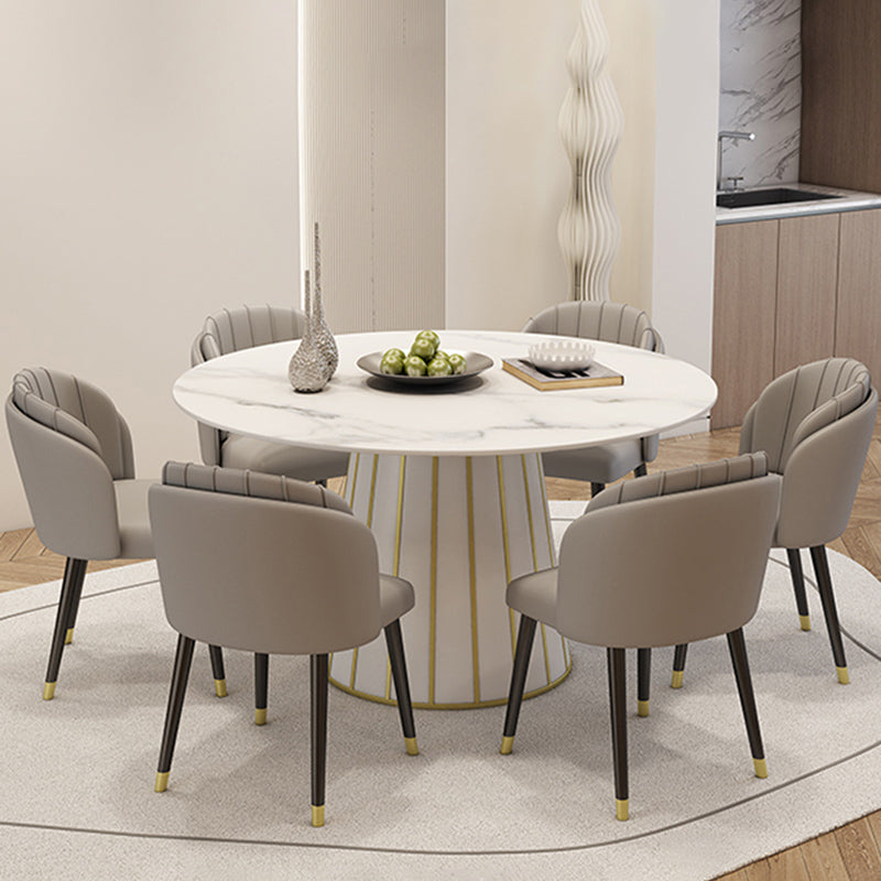Glam Round Stone Dining Table 1/7 Pieces Dining Set for Dining Room