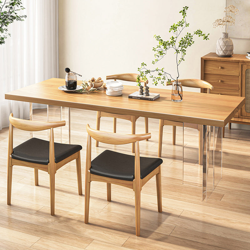 Modern Acrylic Dining Table Set 1/2/5/7 Pcs Natural Wood Dining Room Furniture Set