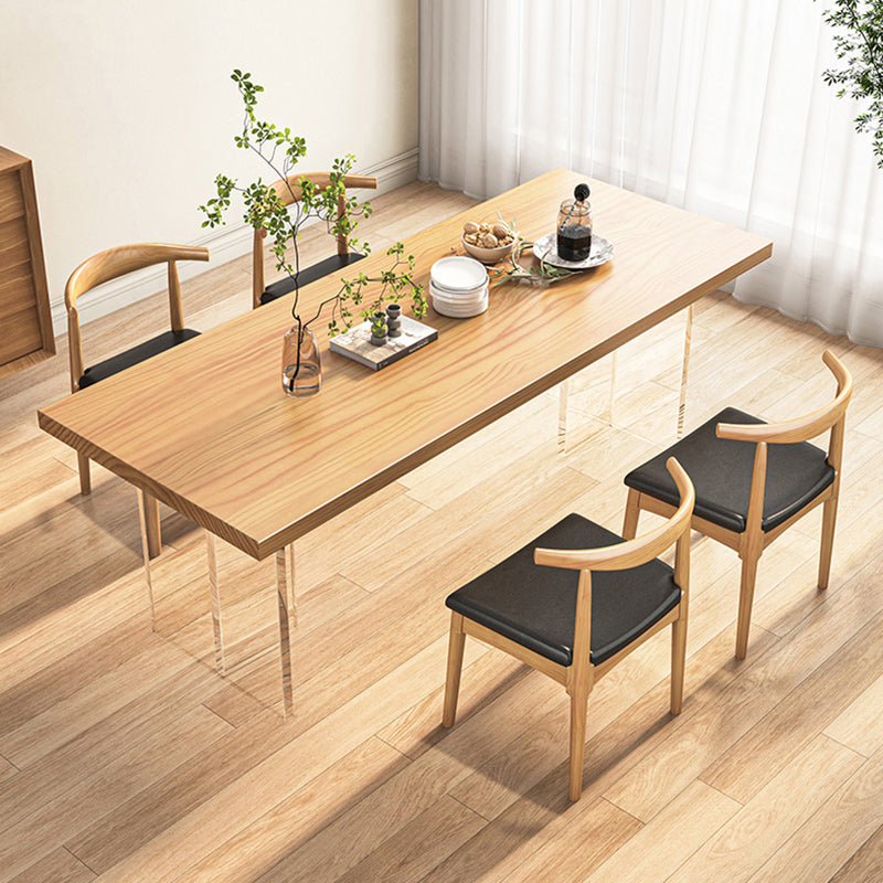 Modern Acrylic Dining Table Set 1/2/5/7 Pcs Natural Wood Dining Room Furniture Set