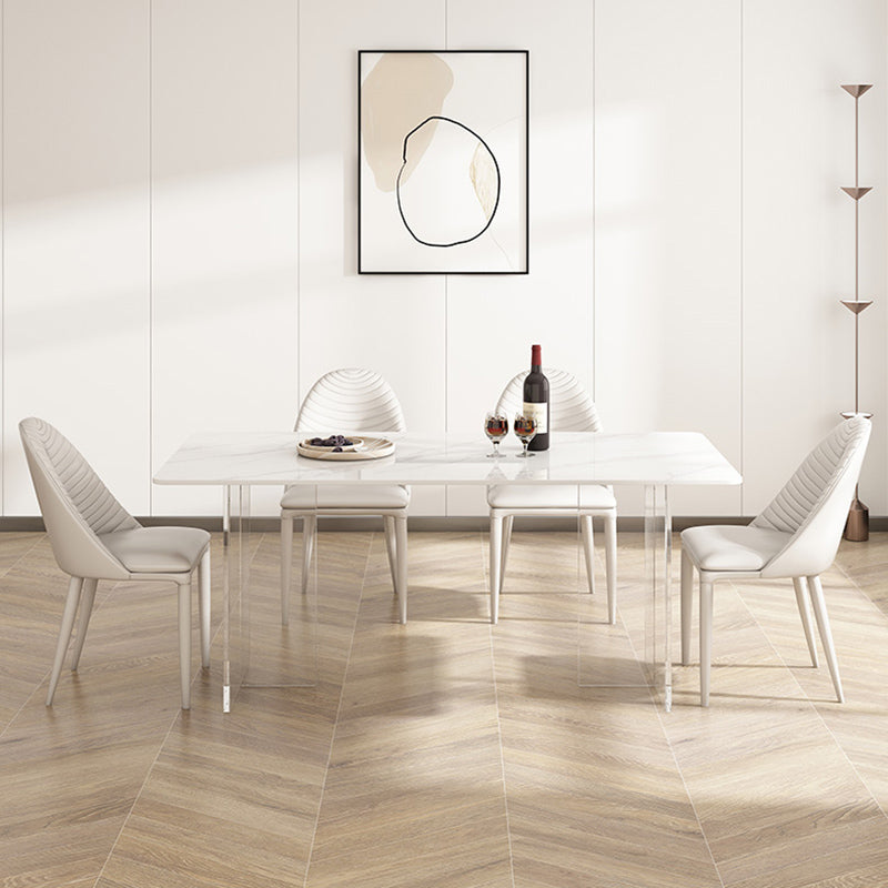 Modern White Stone Dining Table Set 1/4/5/7 Pcs Standard Height Dining Room Furniture Set