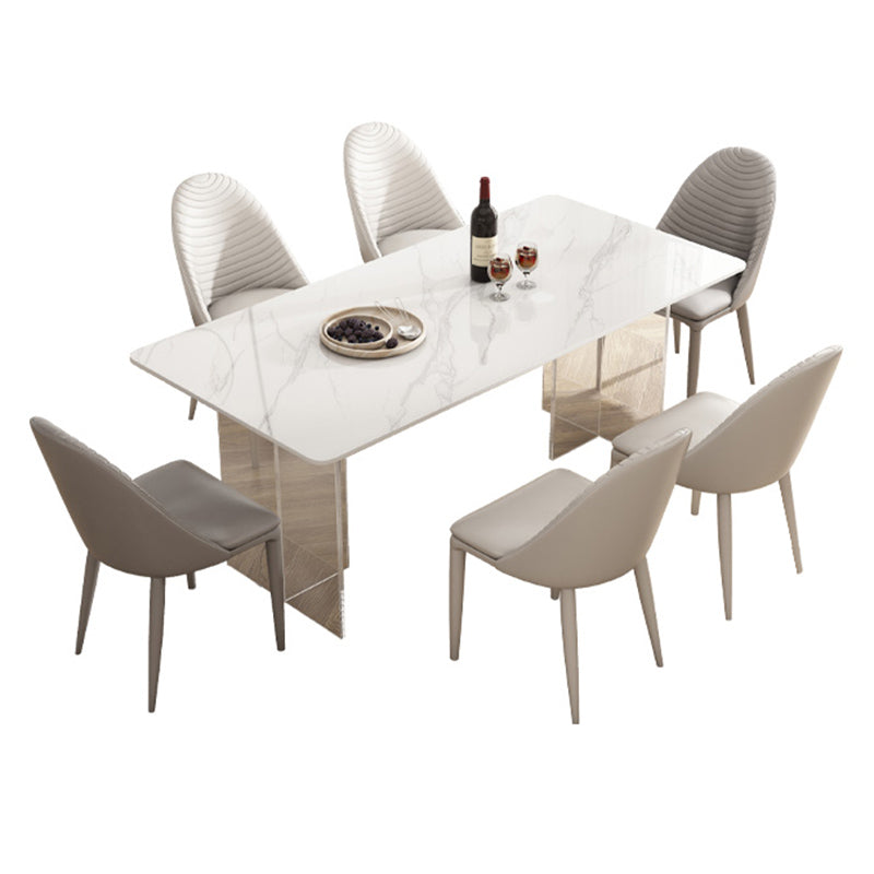 Modern White Stone Dining Table Set 1/4/5/7 Pcs Standard Height Dining Room Furniture Set