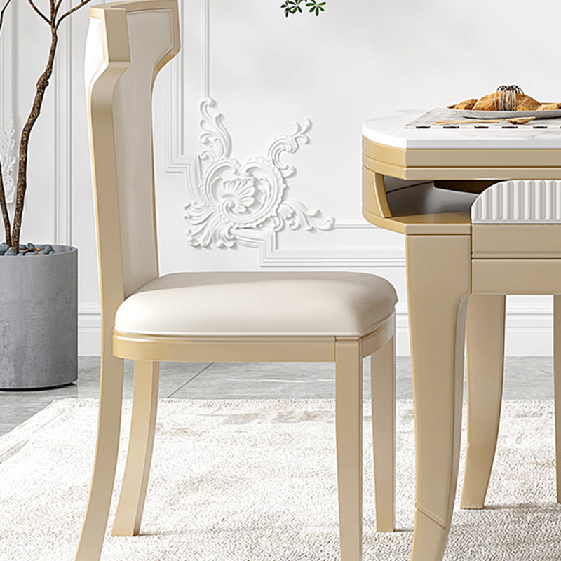 Modern White Stone Dining Table Set 1/2/5/7 Pcs Standard Height Formal Dining Room Set