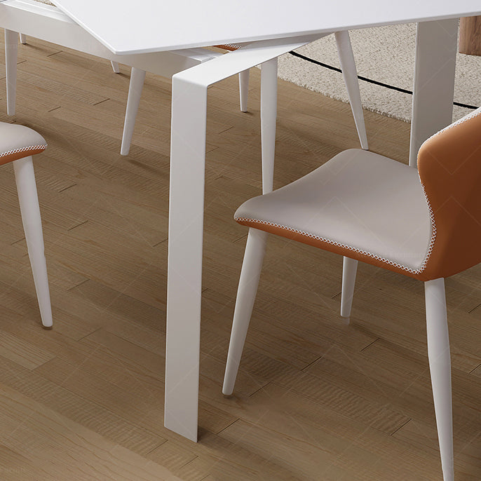 Modern 1/3/4/7 Pieces Dining Room Table Rectangle Stone Extendable Furniture in White